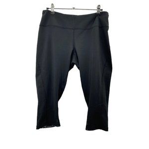 Zella Womens Black Cropped Panel Mesh Pants‎ Leggings Size Large Pocket Workout